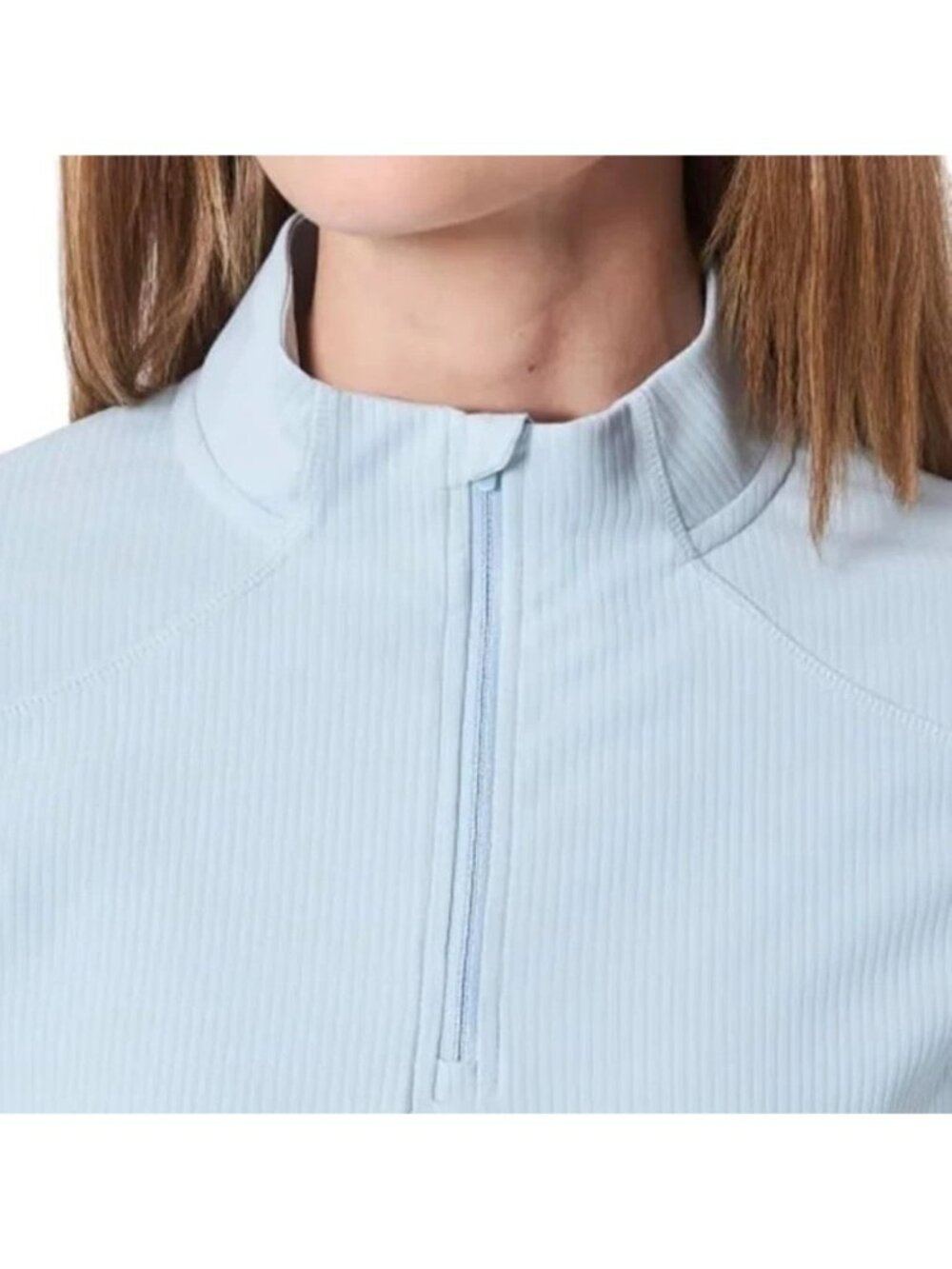 Mondetta Women's L Light Blue Quarter-Zip Long-Sleeve Athletic Top a2390 - Picture 3 of 12